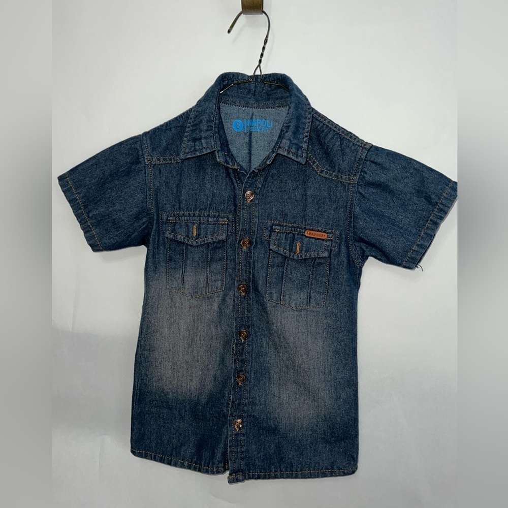 Napoli Demin Lightweight Jean button front Shirt Kids Size 8 - Slimfit